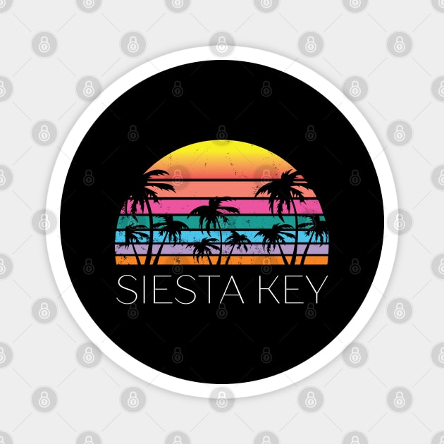 Siesta Key Florida Beach Retro State Summer Keys Vintage Miami Orlando FL Sun Magnet by Shirtsurf